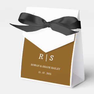 Elegant Brown Favour Box with White Monogram