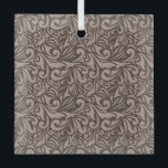 Elegant Brown Floral Pattern on Light Pink Back Glass Tree Decoration<br><div class="desc">Intricate brown floral pattern on a light pink background. Swirling vines and leaves repeat seamlessly,  creating a classic and elegant design.</div>