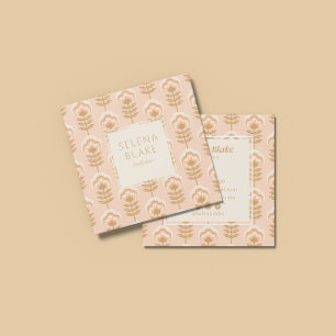Elegant Brown Floral Pattern  Square Business Card