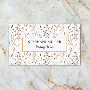 Elegant Brown Flower Floral Botanical Pattern Business Card