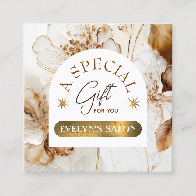 Elegant brown flowers gift card (Front)