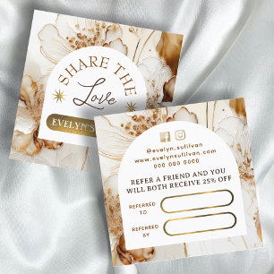 Elegant brown flowers referral card
