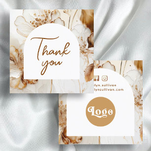 Elegant brown flowers thank you package insert