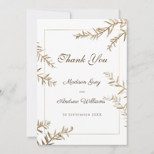 Elegant Brown Foliage Autumn Thank You Card