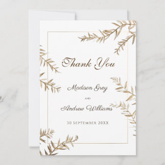 Elegant Brown Foliage Autumn Thank You Card