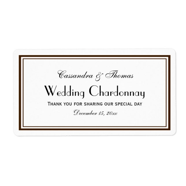 Elegant Brown Framed H Wine Bottle Label (Front)