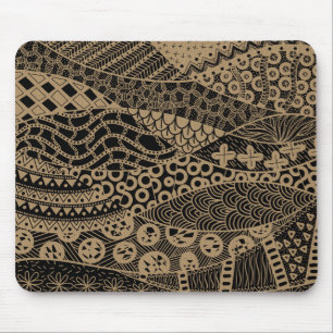 Elegant Brown Geometric Abstract Tribal Pattern Mouse Pad
