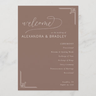 Elegant Brown Geometric Wedding Programme