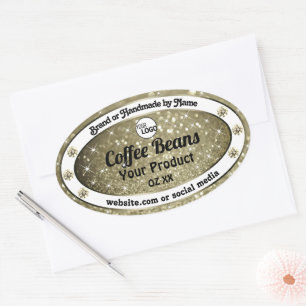 Elegant Brown Glitter Product Labels Diamonds Logo