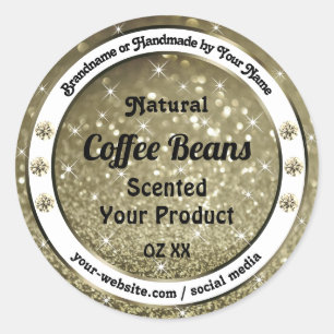 Elegant Brown Glitter Product Labels with Diamonds