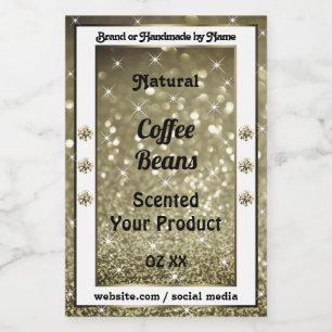 Elegant Brown Glitter Product Labels with Diamonds