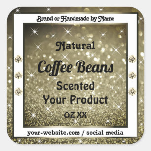 Elegant Brown Glitter Product Labels with Diamonds