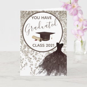 Elegant Brown Glitter You Can Wear the Dress Grad Card