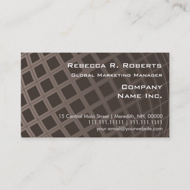 Elegant Brown Globe Marketing Executive Simple Business Card (Front)