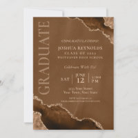 Elegant Brown Gold Agate Graduation Party