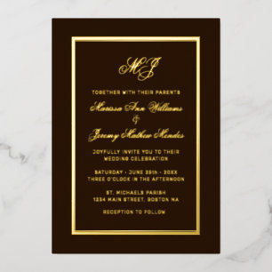 Elegant Brown Gold Calligraphy Script Wedding