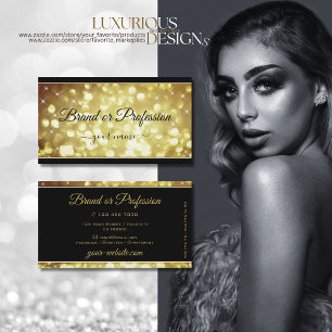 Elegant Brown Gold Glitter Stars Black and Golden Business Card