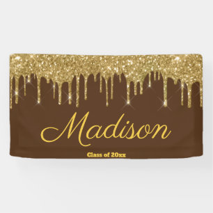 Elegant Brown Gold Graduation Party Class of 2024 Banner