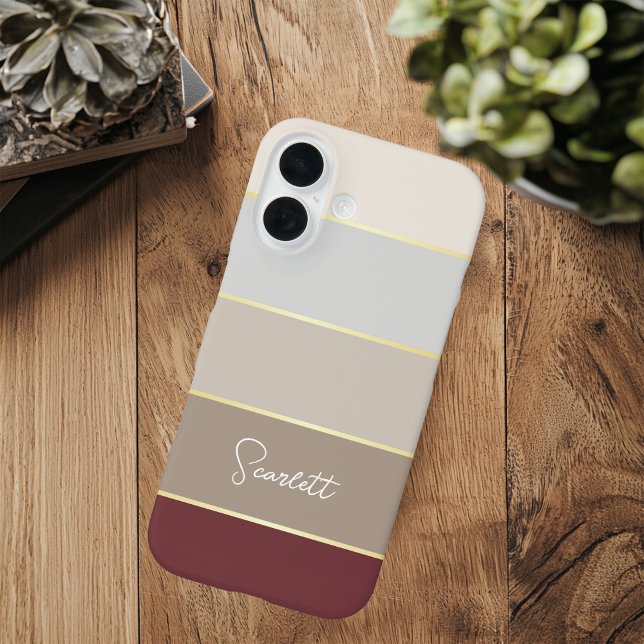 Elegant brown gold Personalised Colour Stripes Case-Mate iPhone Case (Creator Uploaded)