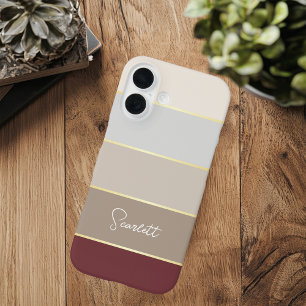 Elegant brown gold Personalized Color Stripes iPhone 16 Case