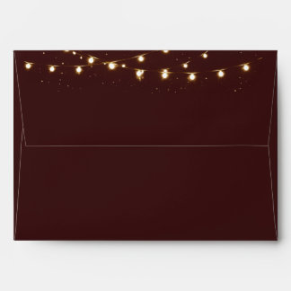 Elegant Brown & Gold String Lights wedding Envelope