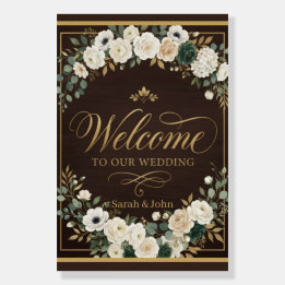 Elegant brown golden calligraphy welcome wedding
