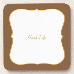 Elegant Brown Golden White Coaster