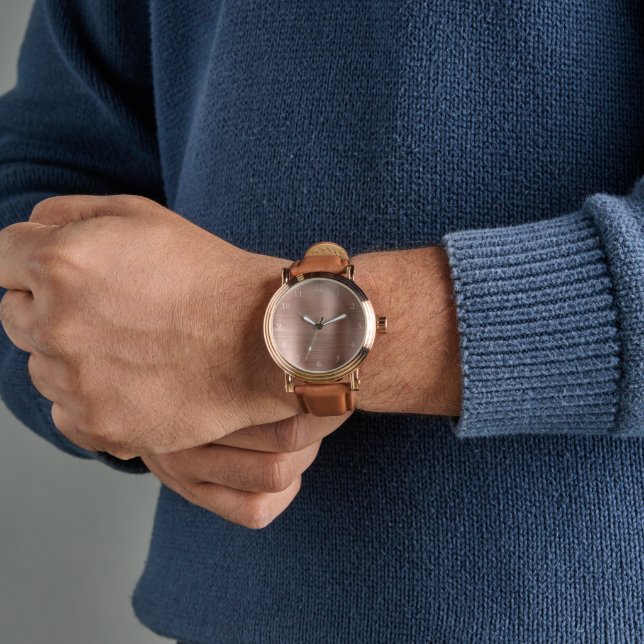 Elegant Brown Leather Strap Men's Watch (Wrist)