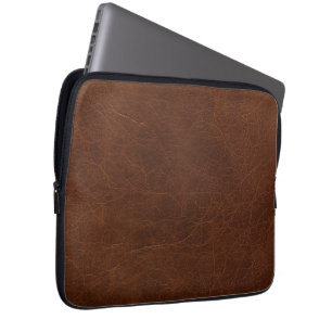 Elegant Brown Leather Texture Laptop Sleeve