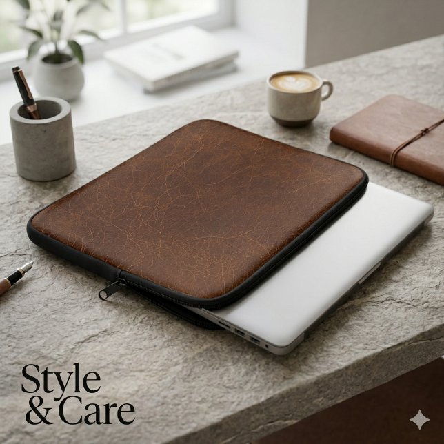Elegant Brown Leather Texture Laptop Sleeve (Elegant Brown Leather Texture Laptop Sleeve)