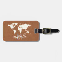 Elegant Brown Leather Travel World - Map Aeroplane