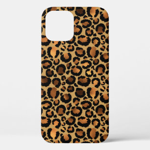 Elegant Brown Leopard Spots Wild Animal Glam iPhone 12 Case