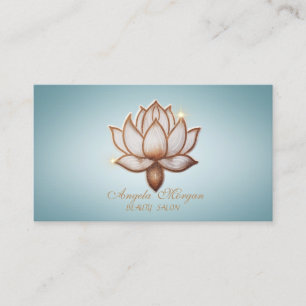 Elegant Brown Lotus Flower Blue Business Card