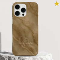 Elegant Brown Marble Custom Name Monogrammed
