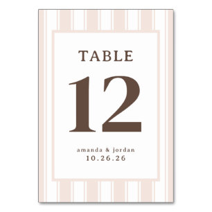 Elegant Brown Minimalist Table Sign Number