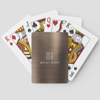 Elegant Brown Monogram Playing Cards