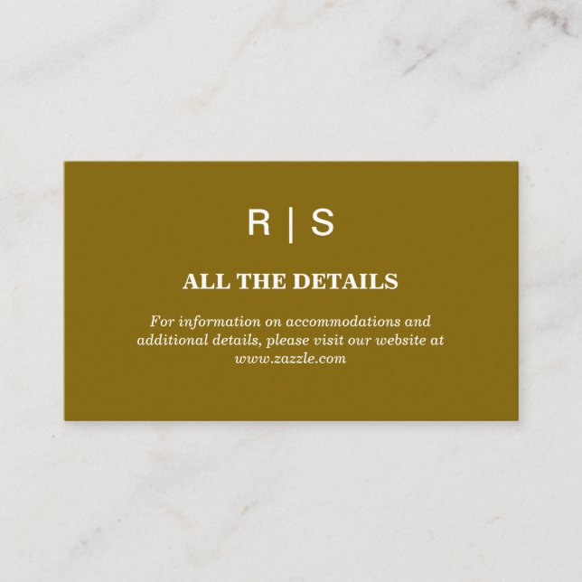 Elegant Brown Monogram Wedding Enclosure Card (Front)