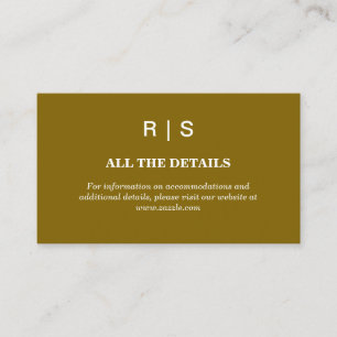 Elegant Brown Monogram Wedding Enclosure Card
