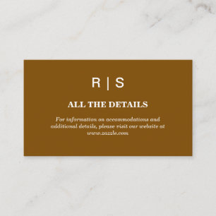 Elegant Brown Monogram Wedding Enclosure Card