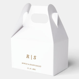 Elegant Brown Monogram Wedding Favour  Box