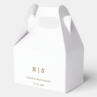 Elegant Brown Monogram Wedding Favour  Box