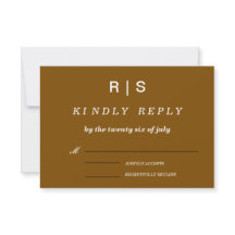 Elegant Brown Monogram Wedding RSVP Card