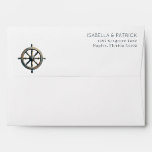 Elegant Brown Nautical Wheel Envelope