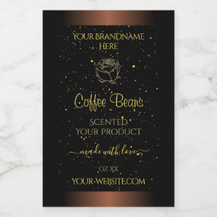 Elegant Brown Product Label Gold Soft Glitter Rose