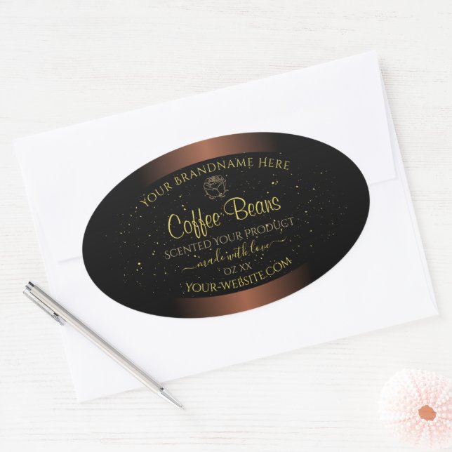 Elegant Brown Product Label Gold Soft Glitter Rose (Envelope)