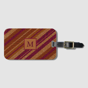 Elegant Brown & Purple Monogram Luggage Travel Tag