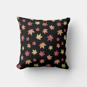 Elegant Brown Red Autumn Leaves Pattern   Cushion
