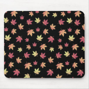 Elegant Brown Red Autumn Leaves Pattern   Mouse Pad