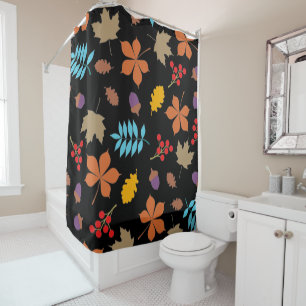 Elegant Brown Red Autumn Leaves Pattern   Shower Curtain