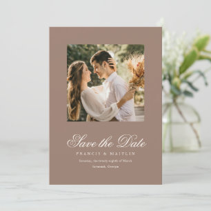 Elegant Brown Romantic Photo Wedding Save The Date